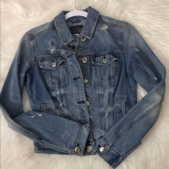 American Eagle Outfitters Jackets & Blazers - American Eagle Outfitters Distressed Blue Jean Jacket